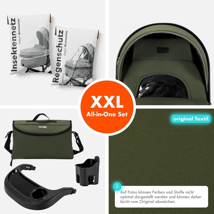 Daliya® FLEXI-PRO M 2in1 Kinderwagen &amp; Buggy (Olivgrün), Olivgrün