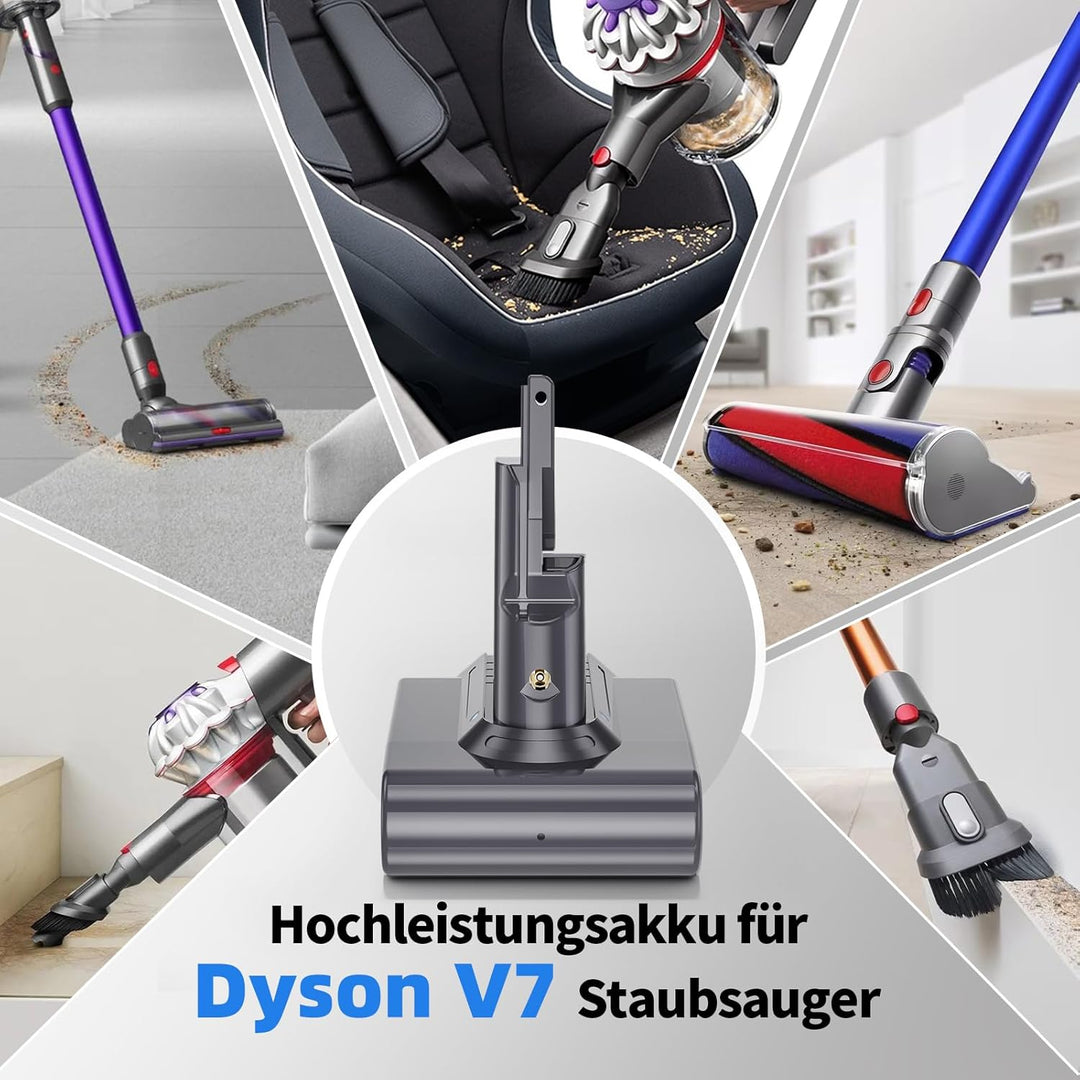 6000mAh für Dyson V7 Akku, Ersatzakku für Dyson V7 SV11 Kompatibel mit Animal Motorhead Absolute Tri