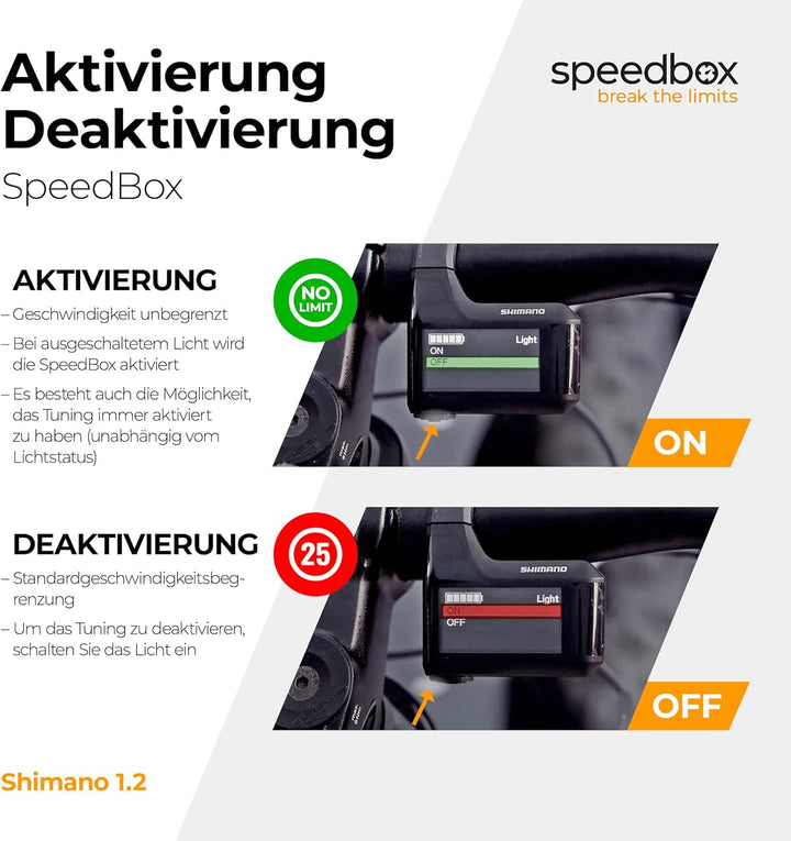 SpeedBox B.Tuning (Bluetooth) kompatibel mit Shimano-Motoren/E-Bike Tuning-Chip 1.2 BT + ETP für Shi