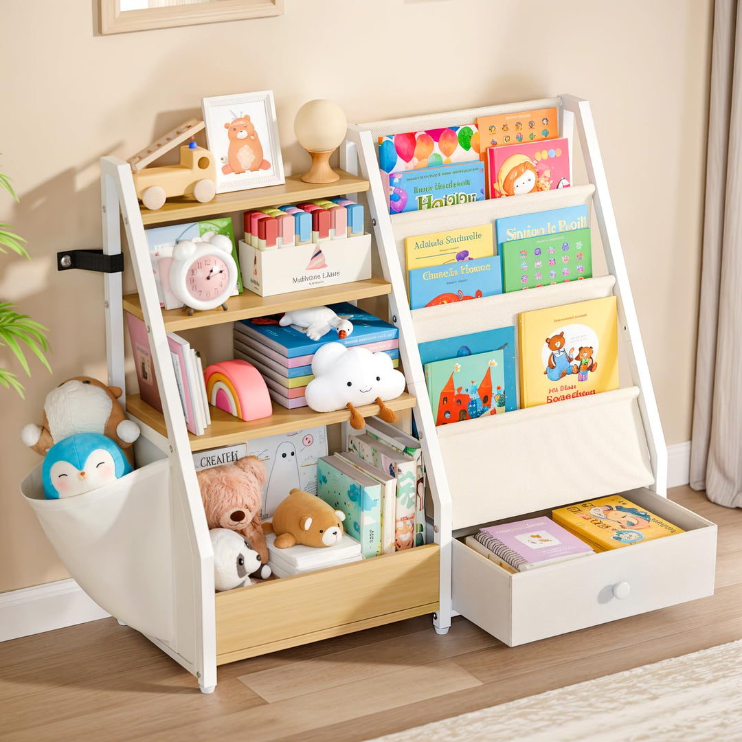 Kinder-Bücherregal und Spielzeugaufbewahrung – Bücherregal für Kinderzimmer, Kleinkind-Bücherregal f