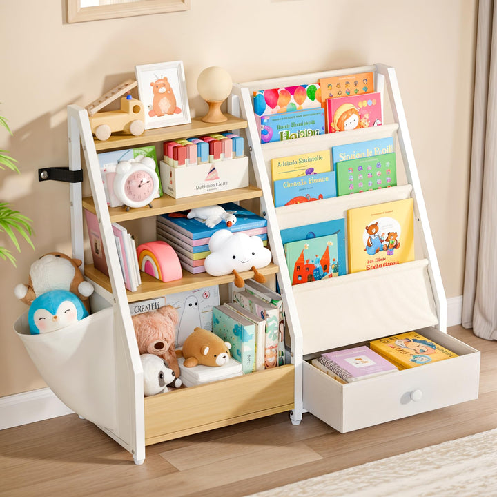 Kinder-Bücherregal und Spielzeugaufbewahrung – Bücherregal für Kinderzimmer, Kleinkind-Bücherregal f