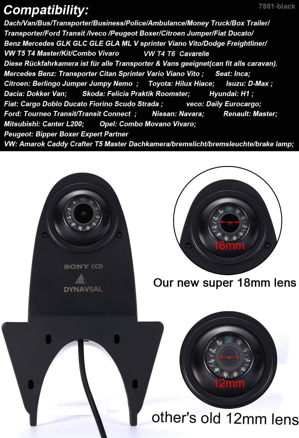 1280 * 720 Pixel 1000TV Linien HD Objektiv Bremslicht Rückfahrkamera Transporter Wasserdicht Super W