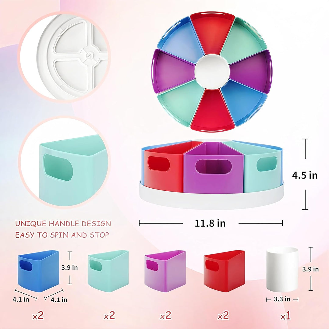 ZERUIDM Rotierende Stiftehalter Schreibtisch Organizer, Kinder Rotation Stifte Organizer mit 9 Fäche