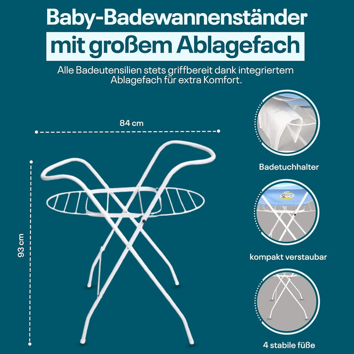 Universalständer für Babywannen, 84 und 100 cm , mit oder ohne Ablage, weiss, ohne Babywanne (84 cm