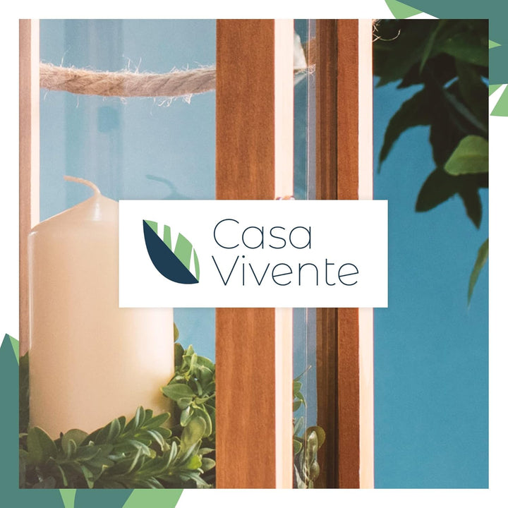 Casa Vivente Laterne aus Holz und Edelstahl, Windlicht für Kerzen, Dekorative Beleuchtung zum Aufhän