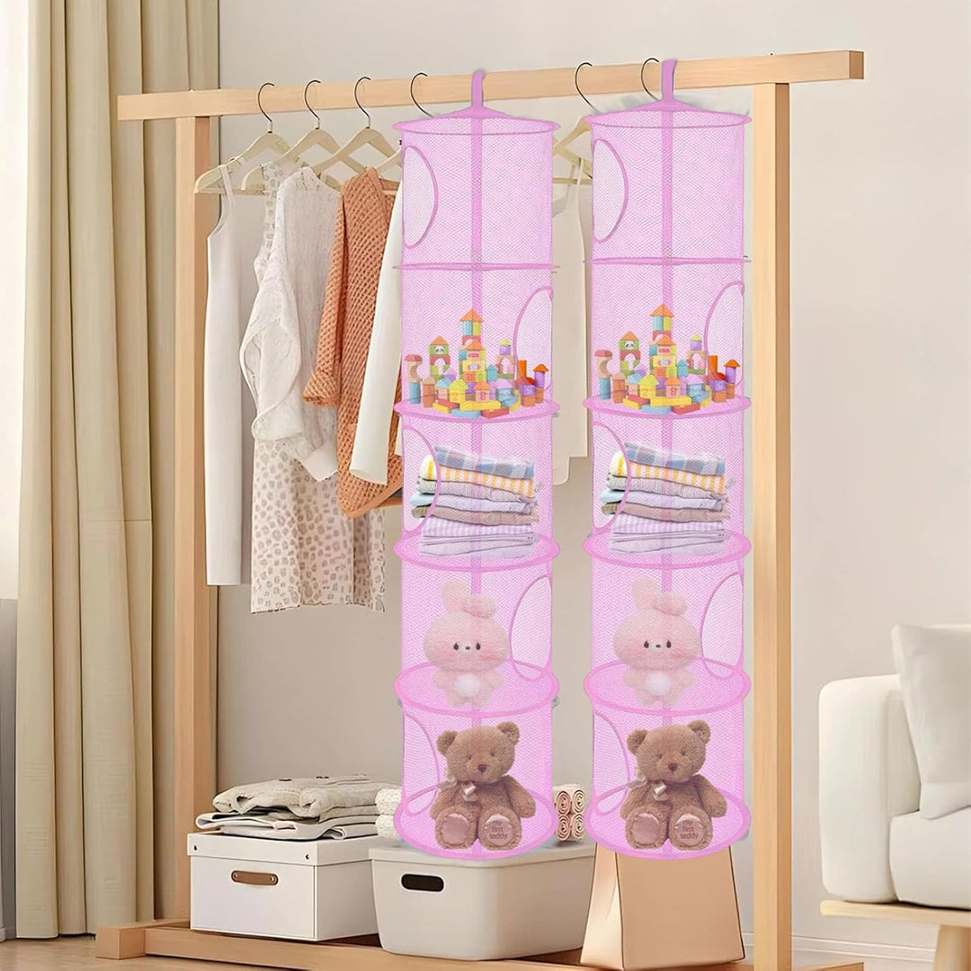 Hängeaufbewahrung, 2 Stück Faltbare Hängeaufbewahrung Organizer, 5 Fächer Hängeregal Mesh Hängende N