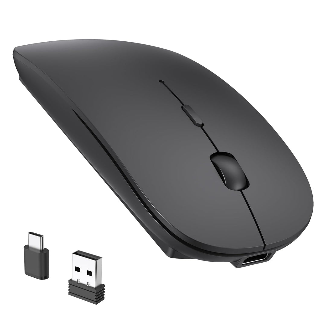 RaceGT Maus Kabellos USB-C & USB-A, Mouse Aufladbar 2,4GHz Leise klick Beidhändig 3 Adjustable DPI L