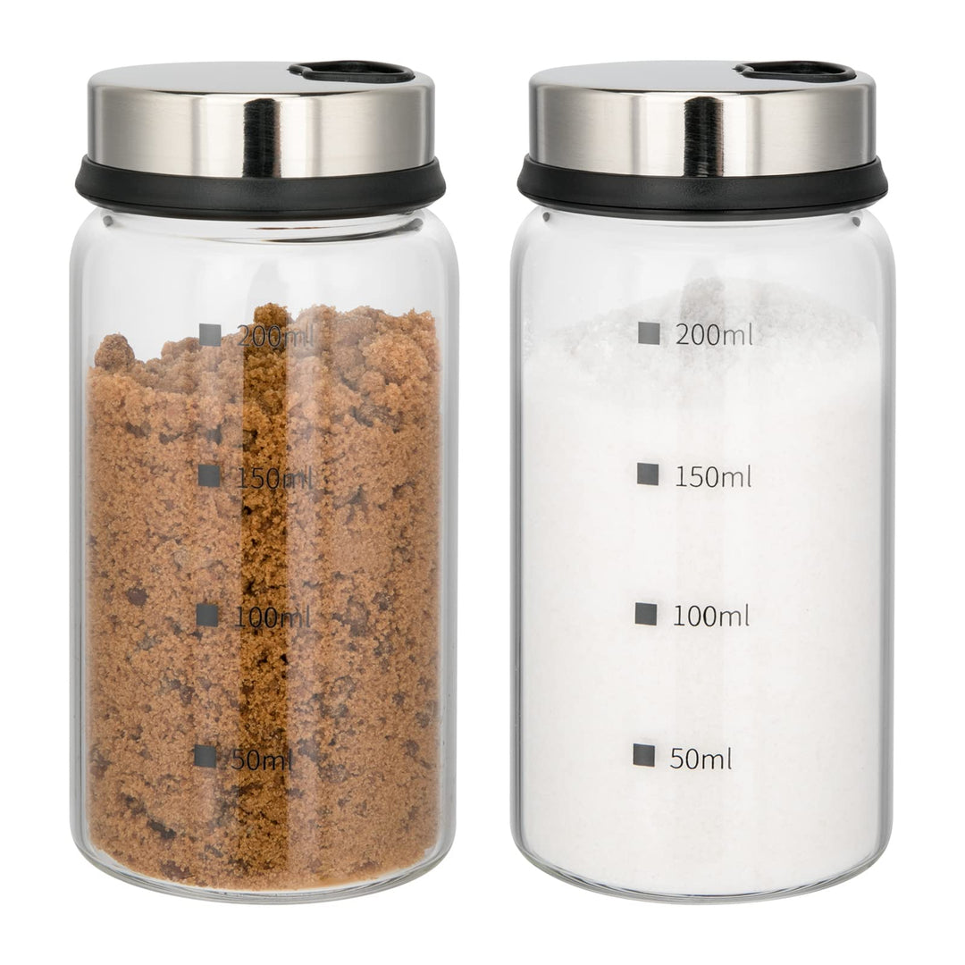 aiface Gewürzgläser mit Drehdeckel 2 Stück, Gewürzdosen aus Borosilikatglas, 200ml Gewürzstreuer mit