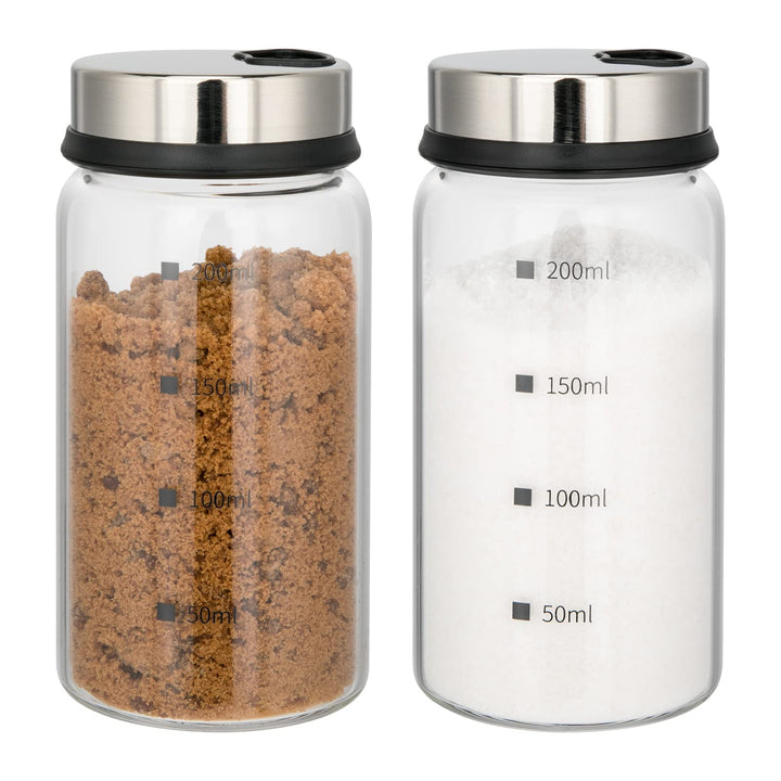 aiface Gewürzgläser mit Drehdeckel 2 Stück, Gewürzdosen aus Borosilikatglas, 200ml Gewürzstreuer mit
