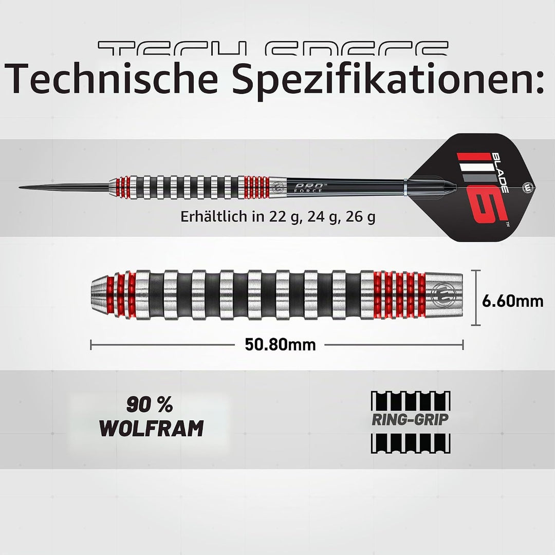 WINMAU Advance 500 Series Dartpfeile mit dartflüge und Dart stiele 22G Rot, 22G Rot