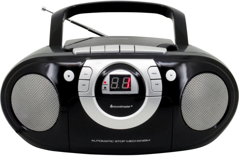 Soundmaster SCD5100SW Radio Kassettenspieler mit CD Spieler in schwarz, schwarz