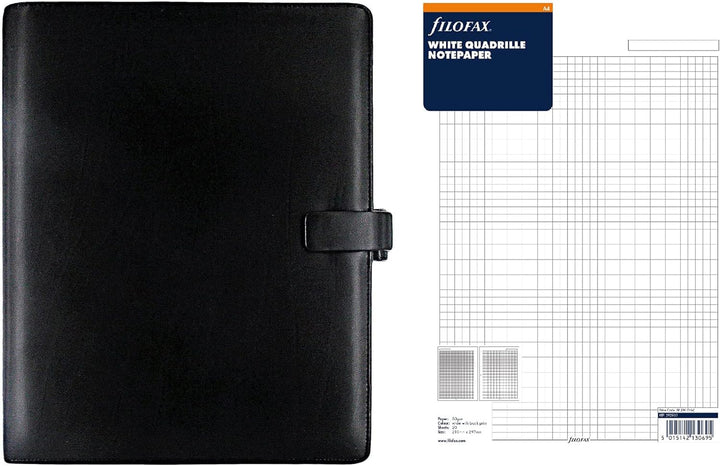 Filofax Metropol Persönlicher Organiser A4 schwarz & 292905 Notizpapier A4, kariert, weiss Bundle mi