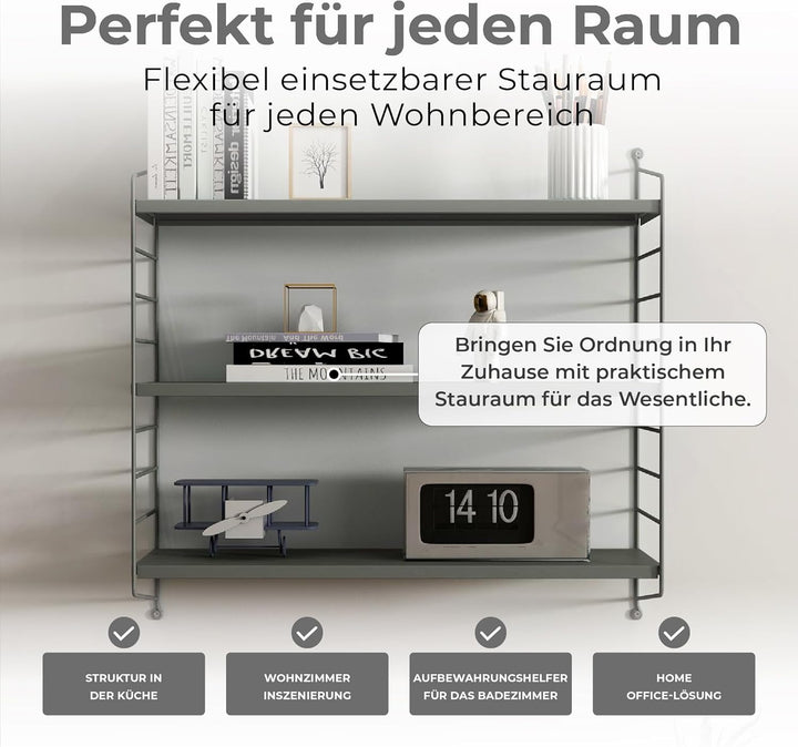 [en.casa] Modulares Wandregal Strängnäs 2er Set Metallregal Anthrazitgrau Hängeregal mit 3 Regalböde