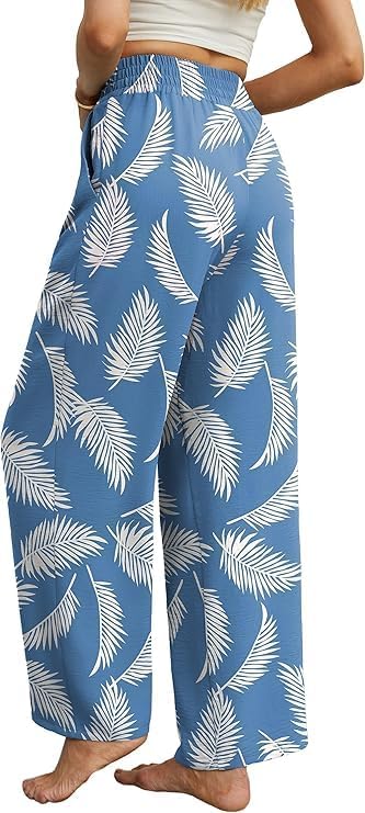 QIXING Weite Hosen Damen High Waist Palazzo Hose Gerade mit Taschen Yoga Stoffhose Damen Elegant Som