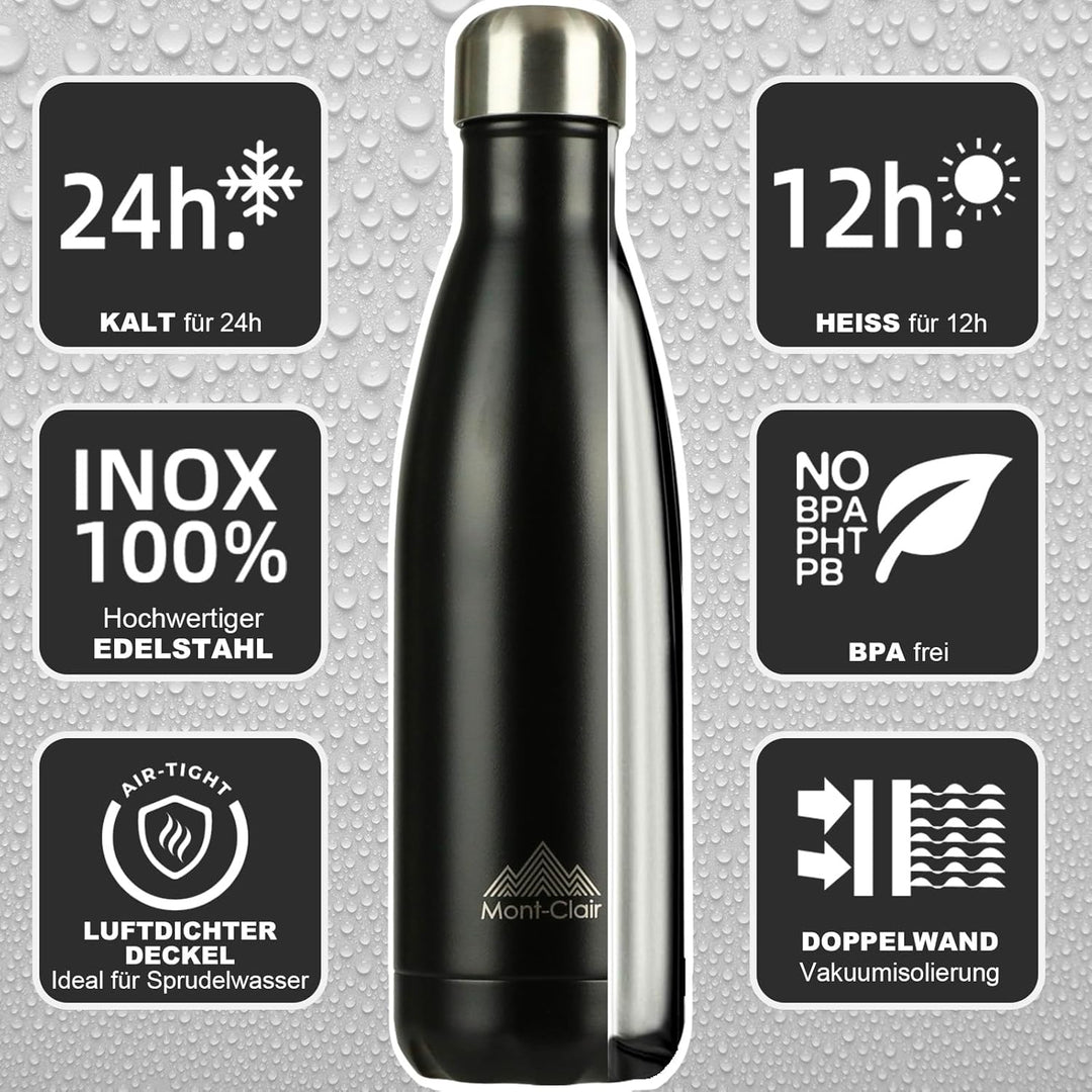 Mont-Clair Trinkflasche Edelstahl - Thermosflasche - BPA-freie - Water Bottle, Edelstahl trinkflasch