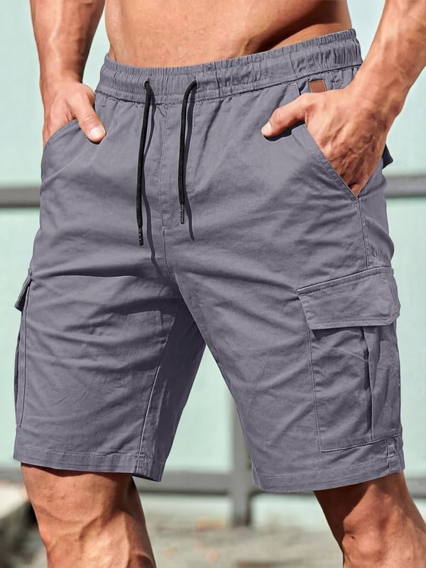 Elegancity Kurze Hosen Herren Cargo Shorts Sommer Freizeithose Kurze Elastische Taille Chino Shorts