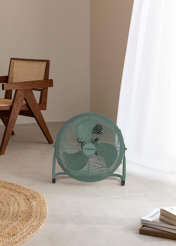 CREATE / AIR FLOOR RETRO/Industrieller Bodenventilator/Grün-Sage Ventilator, 16 Zoll, starker Luftst