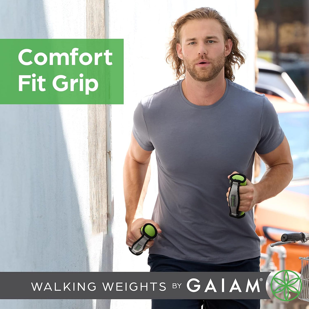 Gaiam for Women & Men Soft Dumbbell Walking Weight Sets with Hand Strap Handgewichte 1 Count lime, 1