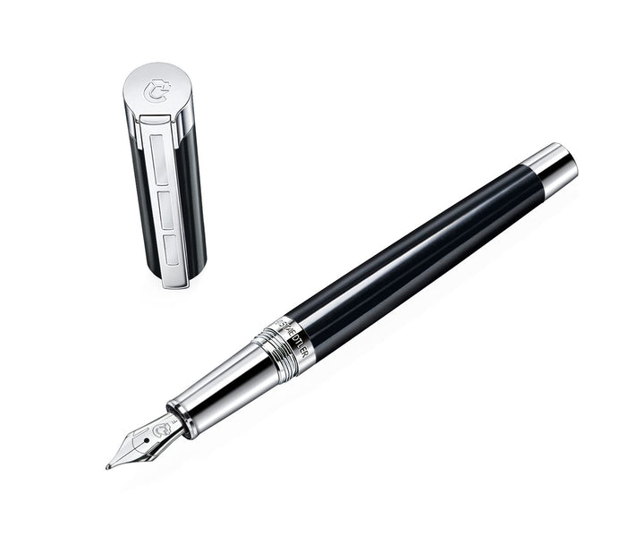STAEDTLER Initium Resina Füllhalter, schwarzes Edelharz, F, Made in Germany, mit edler Geschenkverpa