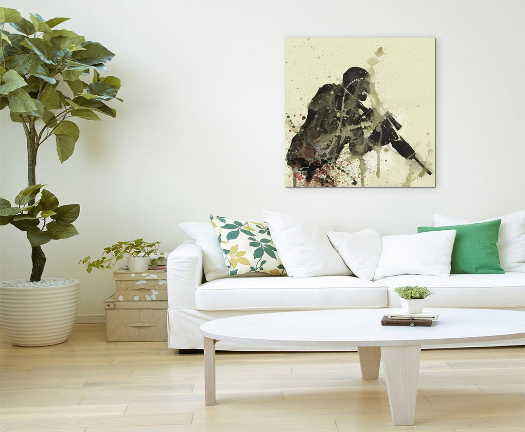Cod_Ghost_60x60cm Splash Art Paul Sinus Aquarell, Gemälde, Kunstbild auf Leinwand