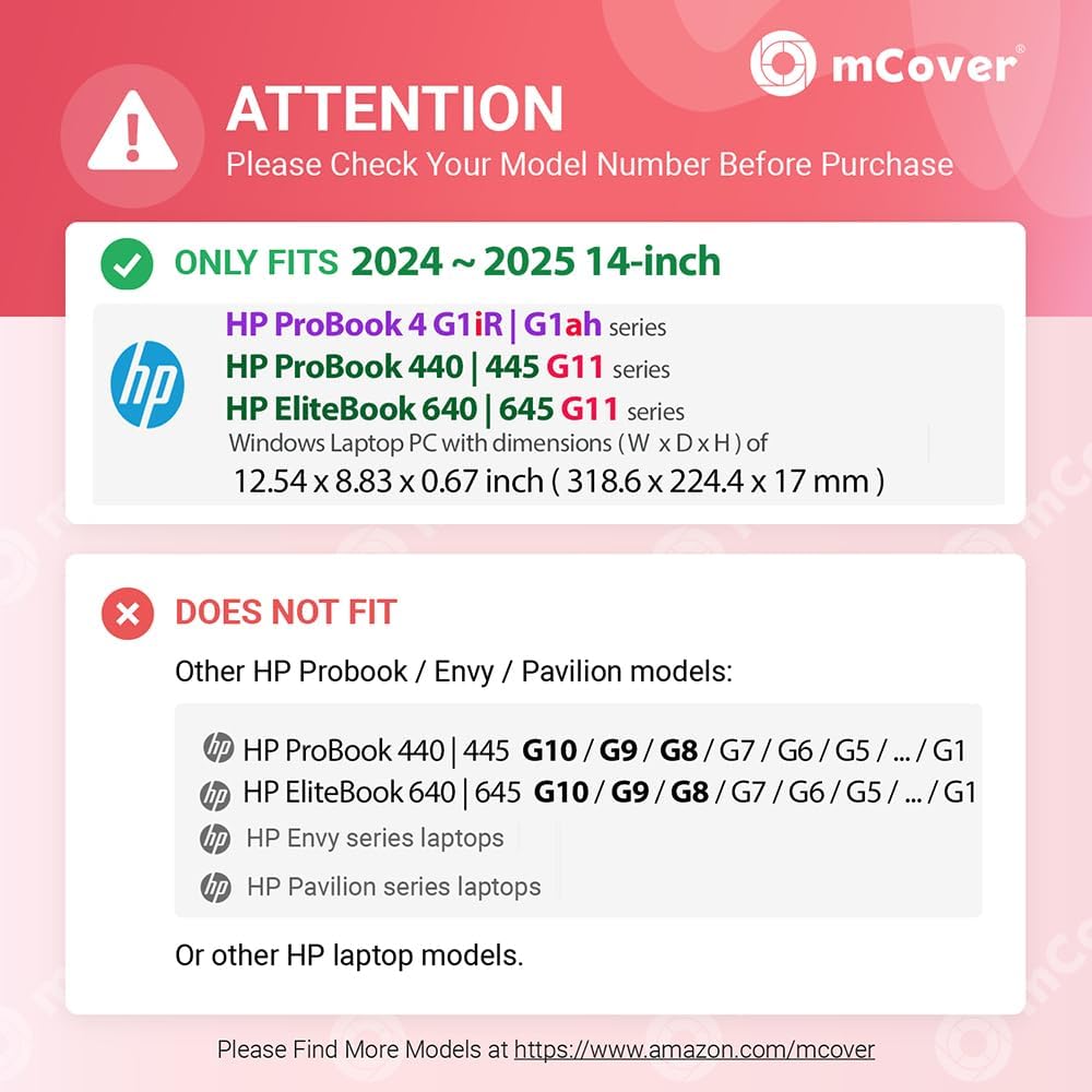 mCover Nur kompatibel mit HP ProBook 440/445 G11 Series Windows Notebook-PC der 2024 ~ 2025 14 Zoll