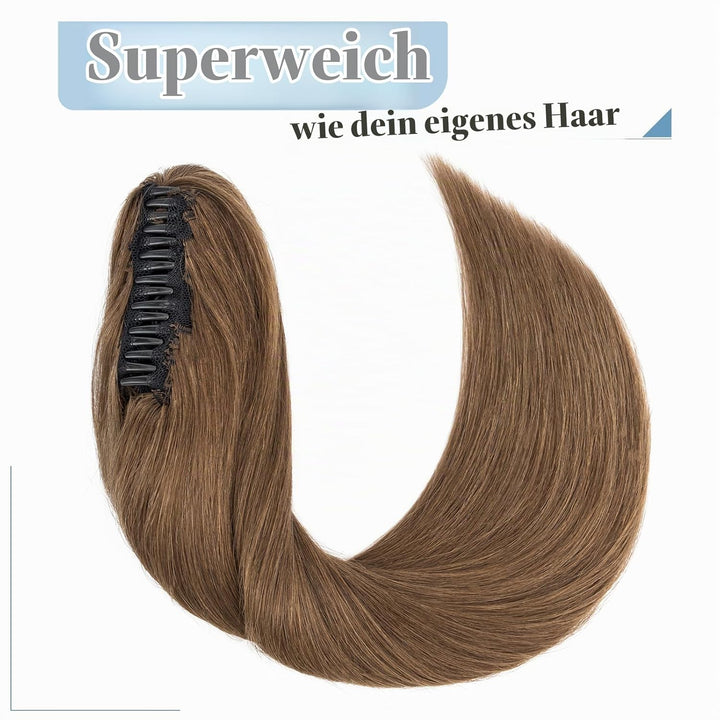 SEGO Ponytail Extension Echthaar Pferdeschwanz Zopf Clip in Haarteil Haarverlängerung 100% Remy Haar