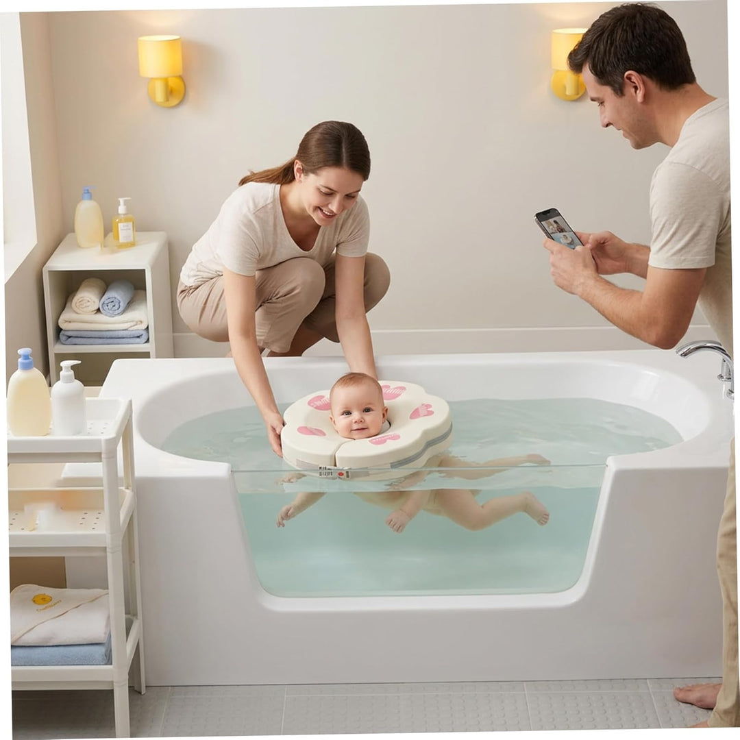 Baby-Halsschwimmer für 0–6 Monate, Verstellbarer und sicherer Schwimmschwimmer mit weichem Kragendes