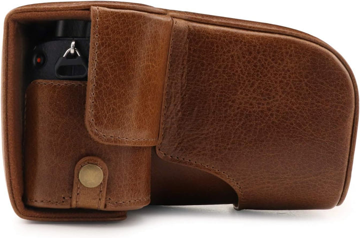 MegaGear Ever Ready Echtleder Kameratasche mit Trageriemen kompatibel mit Sony Alpha A6100, A6400 (1