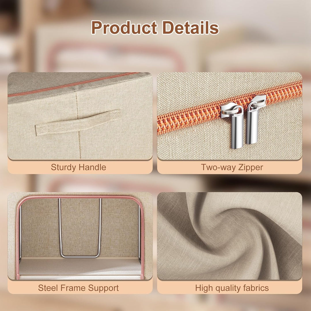 Douzi 2 Stück Aufbewahrungsbox mit Deckel, Kleidung Aufbewahrung, Faltbare Kleideraufbewahrung mit M