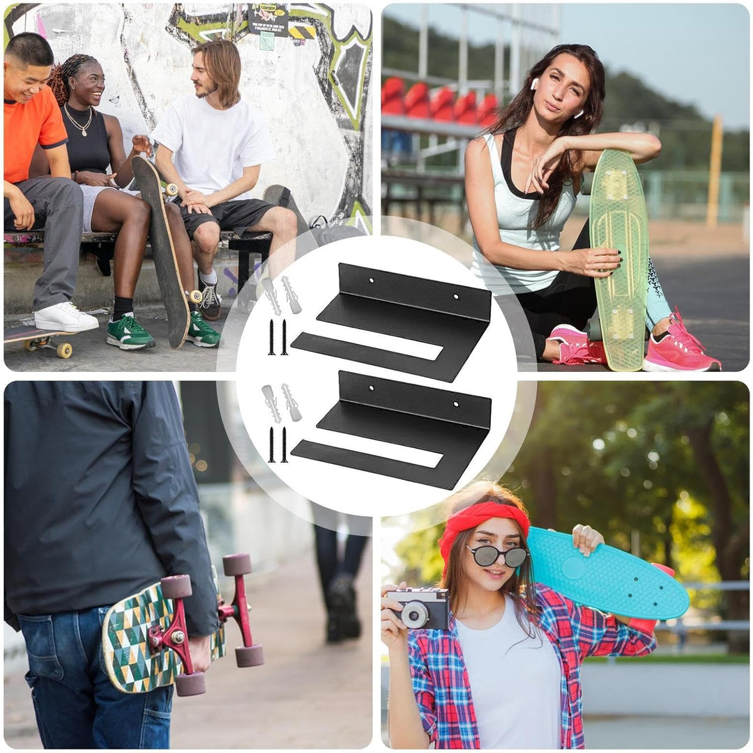 Generisch 2er-Pack Skateboard-Wandhalterung, Metall-Snowboard-Aufbewahrungshaken, Vertikaler Longboa