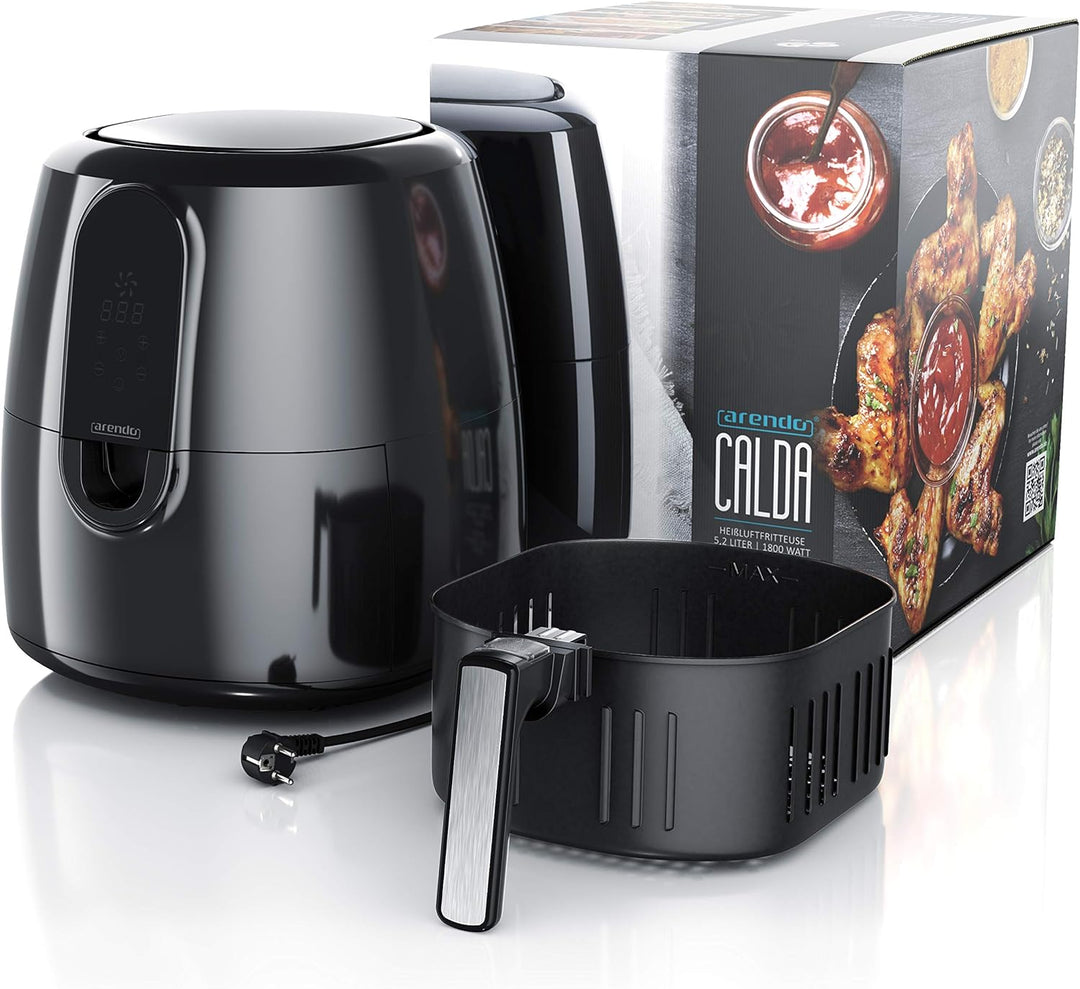 Arendo - Heissluftfritteuse XXL 5,2 Liter - Airfryer - Touch Bedienfeld mit Sensortasten - Frittiere