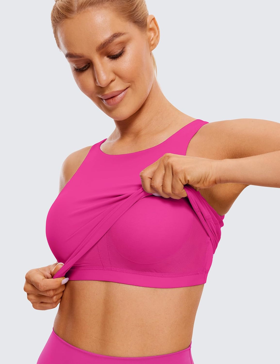 CRZ YOGA Damen Butterluxe Longline Sport BH Gepolstert Ohne Bügel Crop Top High Neck U Rücken Workou
