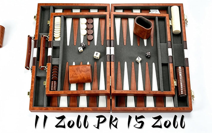 Backgammon Set 15" Klassisches Backgammon Brettspiel Tragbares Reise Strategie Backgammon Spiel Set