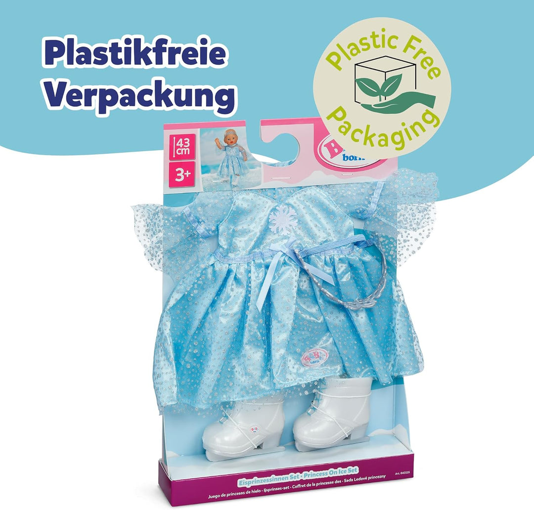 Baby Born Eisprinzessinnen Set mit Glitzerkleid, Tiara und Schlittschuhen für 43cm Puppen