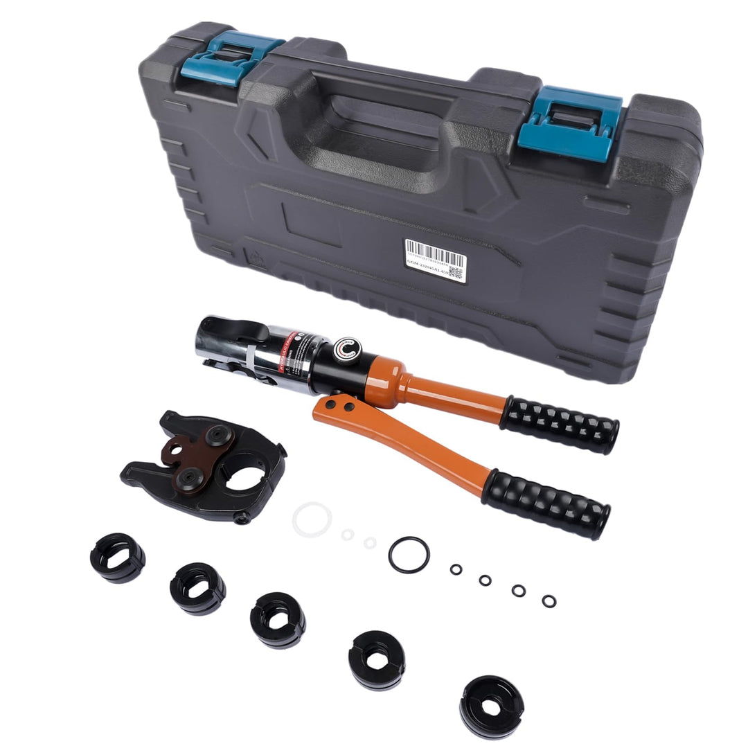 Presswerkzeug V-Kontur Profi Presszange (hydraulisch) 12-15-18-22-28 Set Presswerkzeug mit 360° dreh