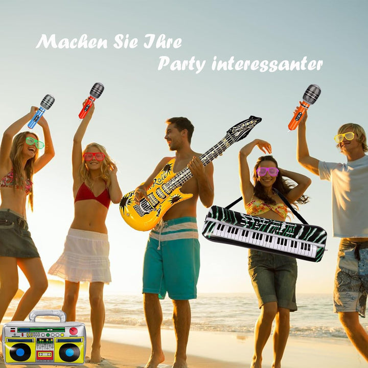 smilixin 22 Stück Aufblasbare Instrumente Spielzeug Set,Buntes Aufblasbare Gitarre Aufblasbares Saxo