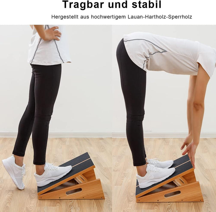 StrongTek Professionelles Slant Board Schrägbrett aus Holz, Verstellbarer und tragbarer Wadendehner,