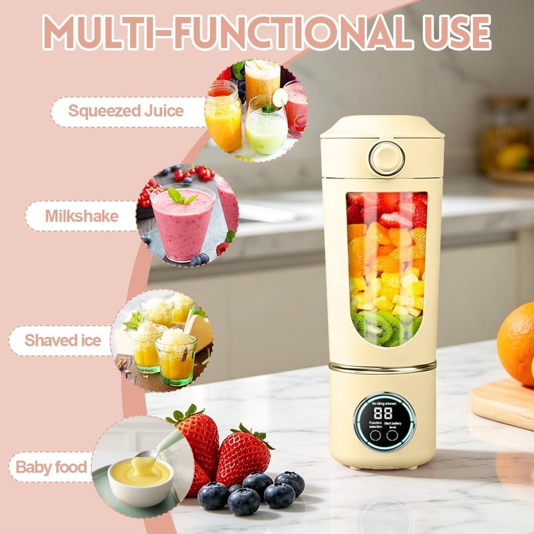 Tragbarer Mixer, Mini-Standmixer, kleiner Entsafter, Smoothie-Maker mit Silikon Strohhalm, USB Wiede