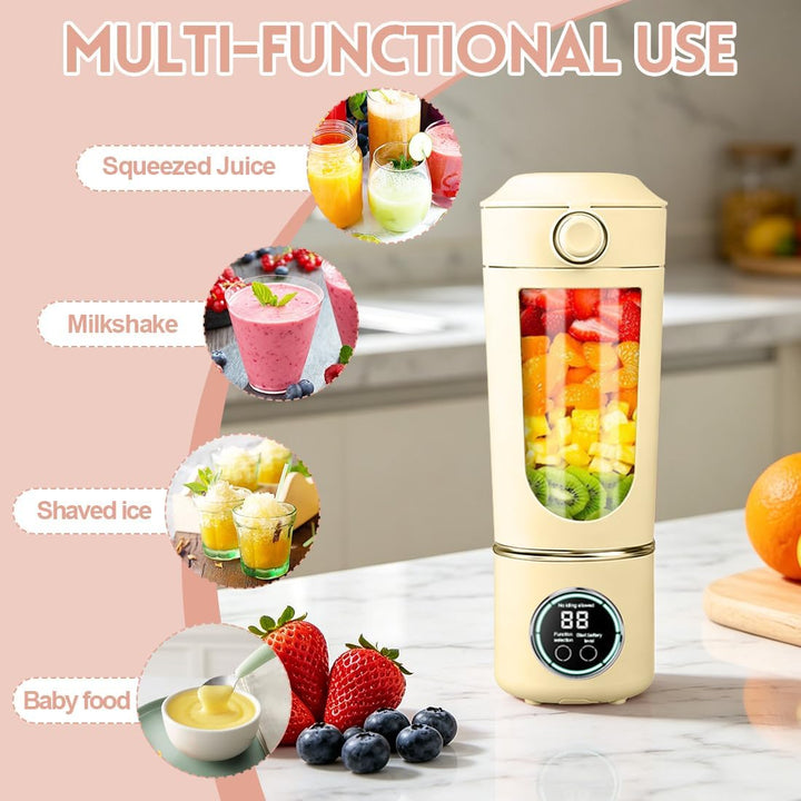 Tragbarer Mixer, Mini-Standmixer, kleiner Entsafter, Smoothie-Maker mit Silikon Strohhalm, USB Wiede