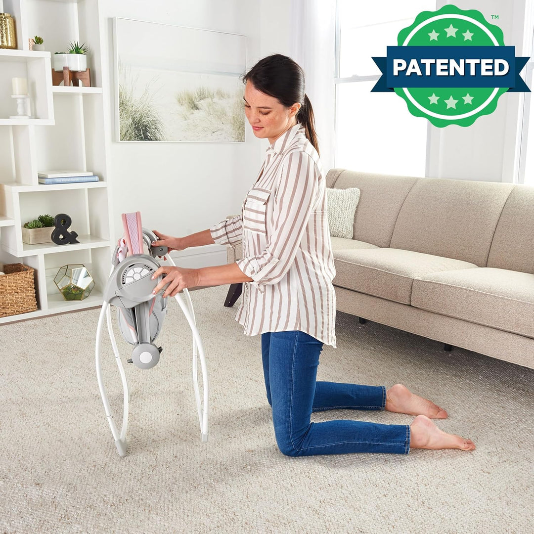 Ingenuity, tragbare Babyschaukel & Babywippe, Flora the Unicorn - 6 Schaukelgeschwindigkeiten, 3 Zei