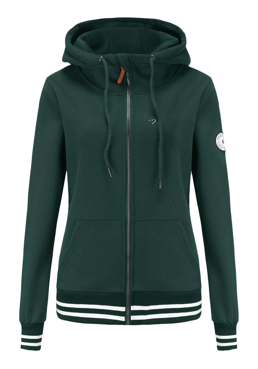 TrendiMax Damen Sweatjacke Kapuzenpullover Zip Hoodie Kapuzenjacke Winter Sweatshirt Jacke L Grün, L