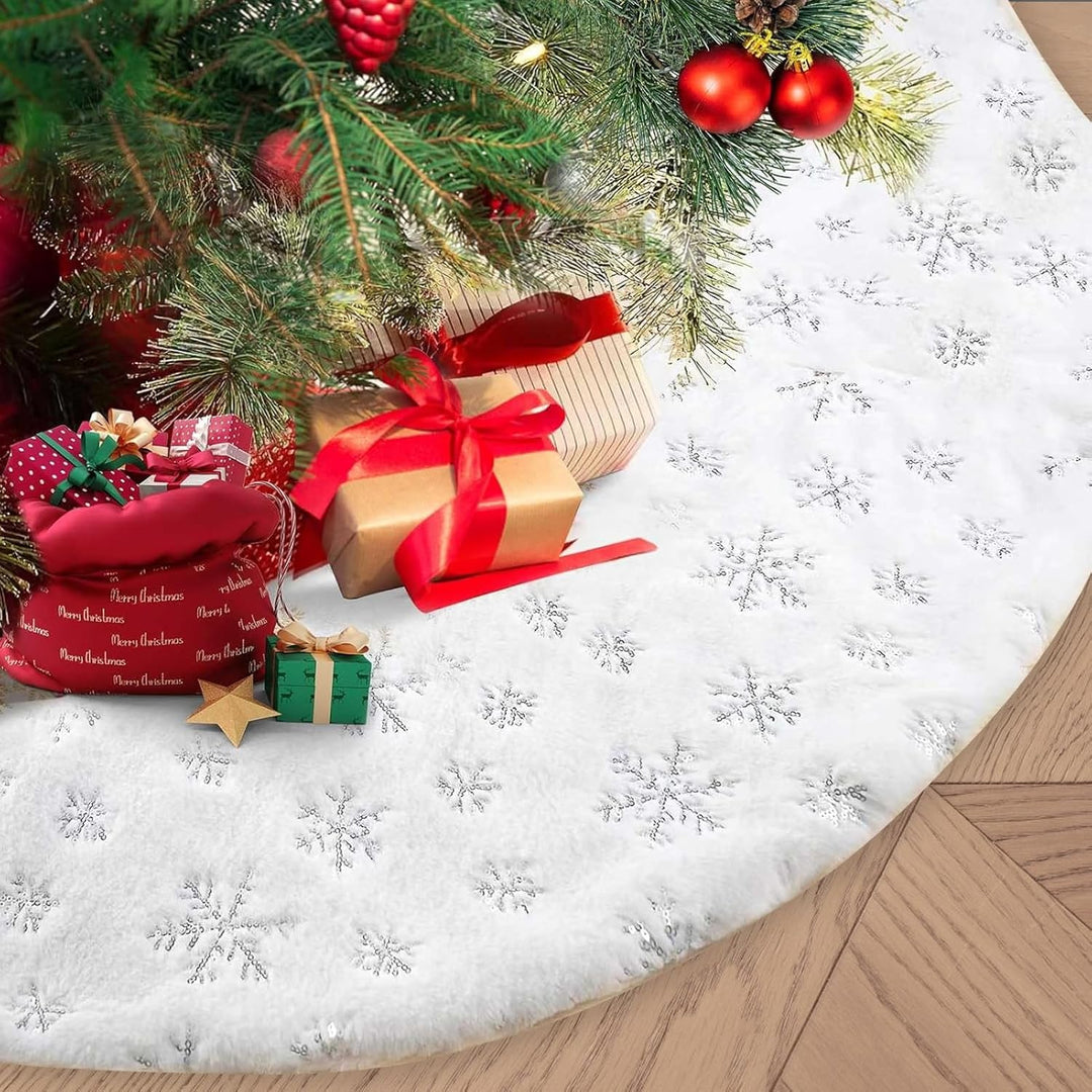 Drezesov Weihnachtsbaumrock Baumdecke Weihnachtsbaum mit 20pc Weihnachtskarte,122CM Weiche Weihnacht