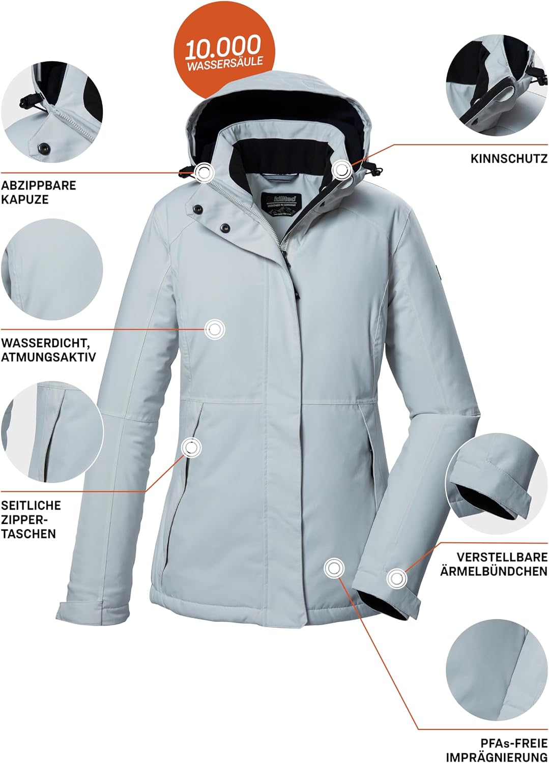 Killtec Damen Kow 37 Wmn Jckt Funktionsjacke/Outdoorjacke mit abzippbarer Kapuze (1er Pack) 40 cloud