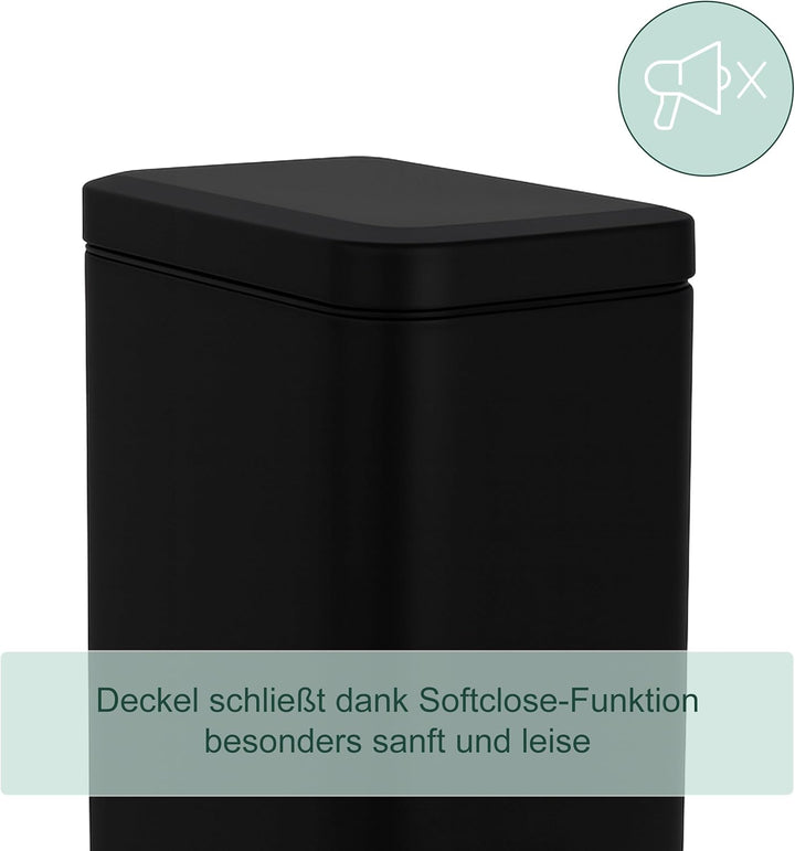 Relaxdays Mülleimer Bad, 5 Liter, Kosmetikeimer mit Soft-Close, Matte Optik, entnehmbarer Inneneimer