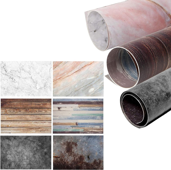 Selens 3 Stück 2 in 1 Hintergrund Marmor Mehrfarbig Holzmaserung und Betonzementwand 56x88cm Flat La