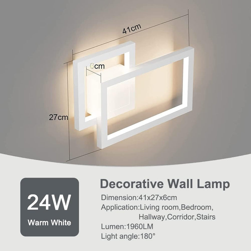 Klighten LED Wandleuchte Innen, 24W, 1960LM, Mordern Wandlampe, Warmweiss 3000K, Dekorative Wandleuc