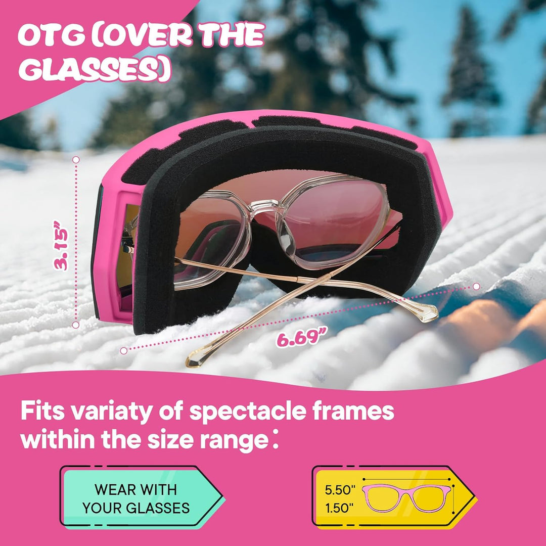 YOZISS Unisex Skibrille für Herren und Damen Jungen,OTG Snowboardbrille UV400 Schutz Skibrille für B