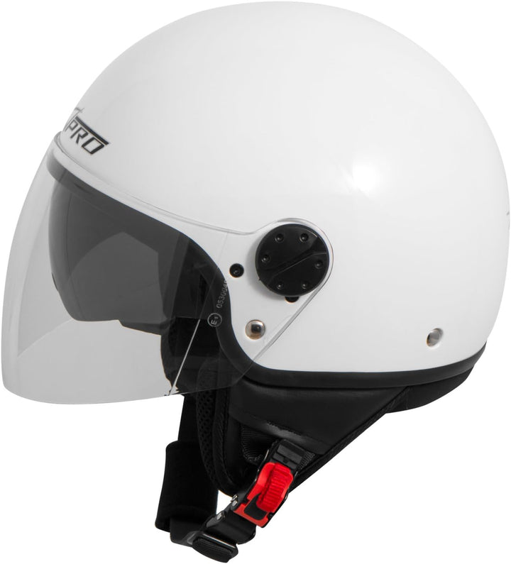Motorradhelm Motorrad Roller Jet Helm Innensonnenblende 2 Viser SonicMoto 58 cm ( L) Weiss, 58 cm (