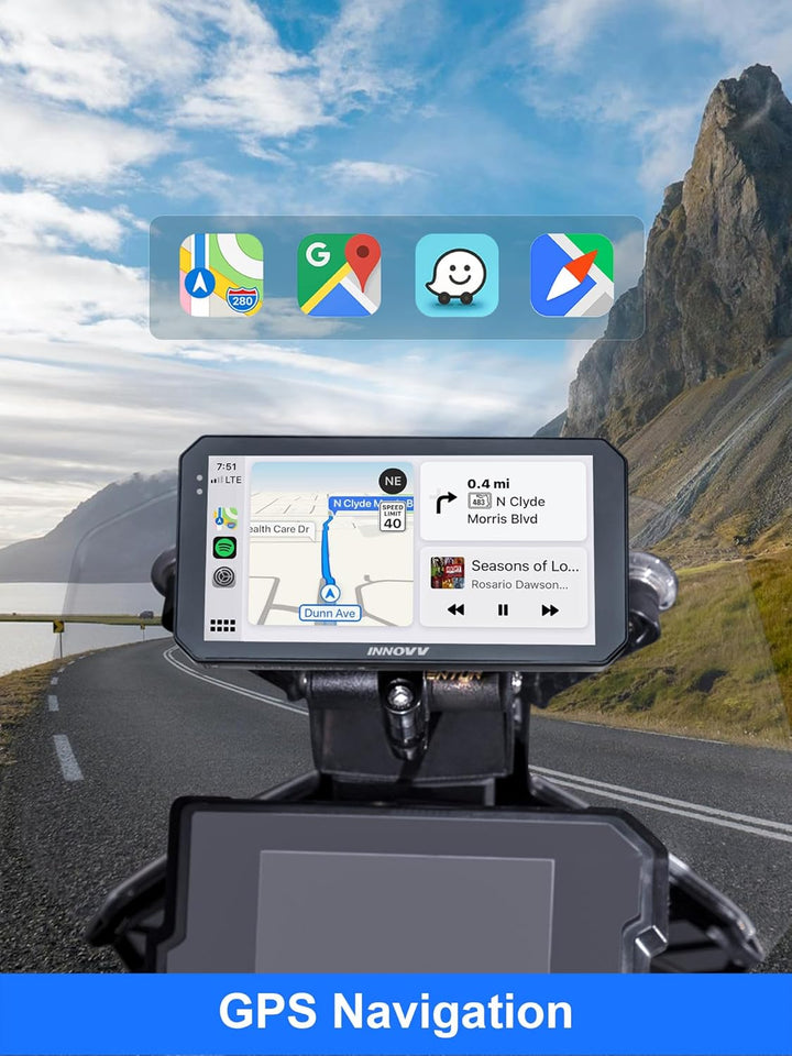 N2 6-Zoll-Apple-Carplay-Bildschirm für Motorräder, Touchscreen, kabelloses Apple CarPlay- und Androi