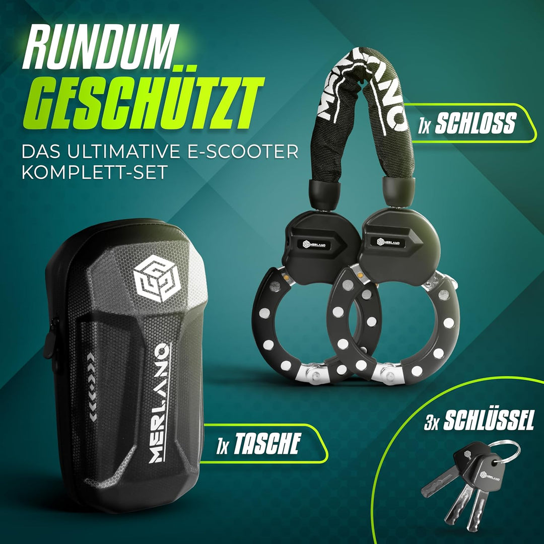 Merlano E Scooter Schloss, Handschellenschloss für E Scooter, 10mm, Diebstahlsicheres E Bike Schloss